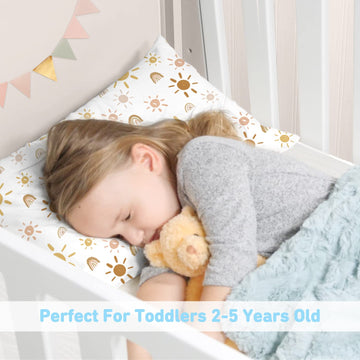 2-Pack Toddler Pillow,13X18 Cotton Toddler Pillows For Sleeping, Machine Washable Kids Pillows With Pillowcase, Perfect For Trav