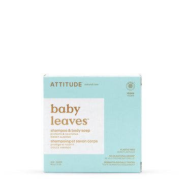 ATTITUDE Baby Plastic-Free Shampoo and Body Soap Bar, EWG Verified, Dermatologically Tested, Vegan, Good Night, 3 Ounces
