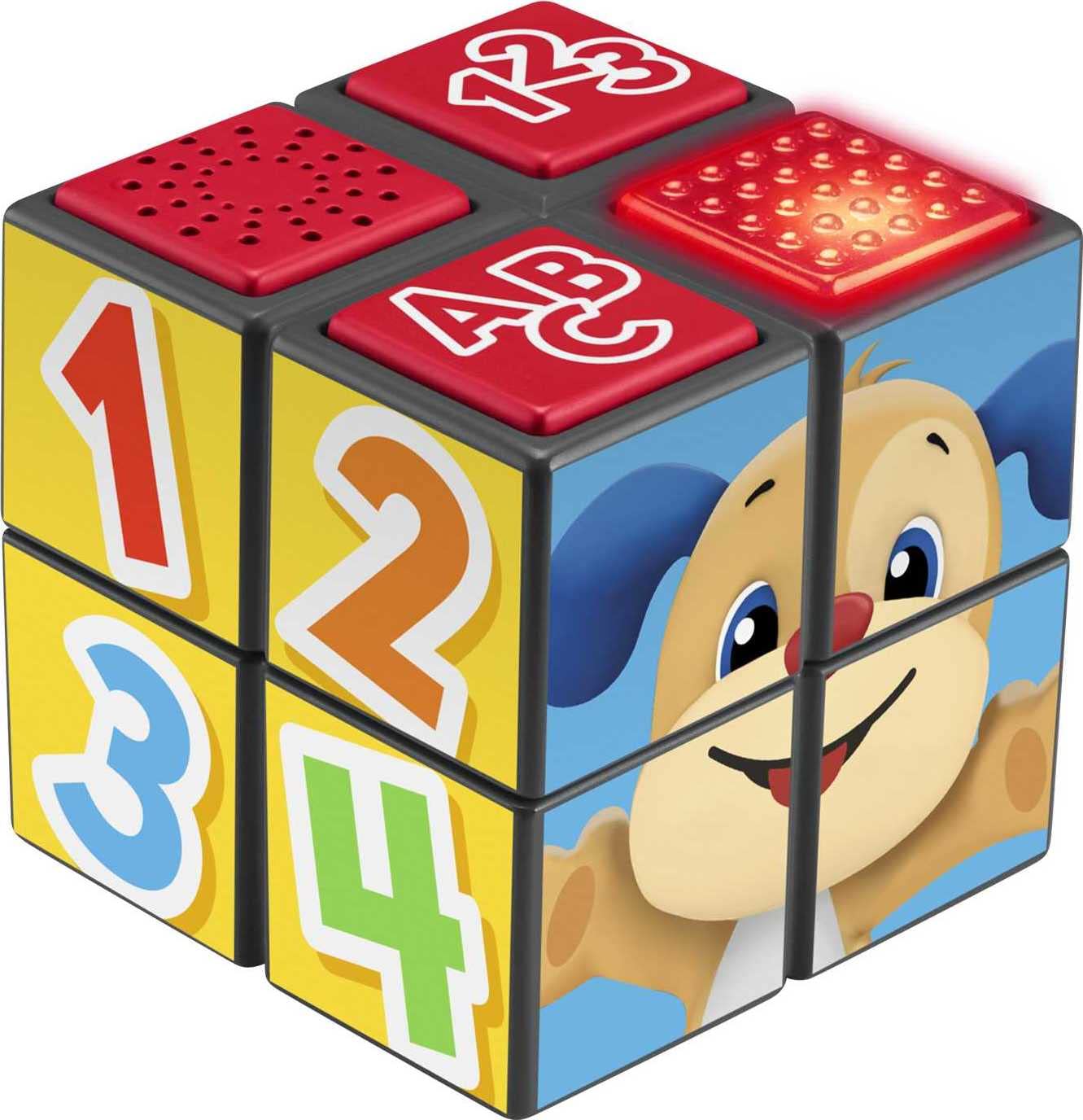 Fisher-Price Baby Learning Toy Laugh & Learn Puppys Activity Cube with Lights Music & Fine Motor Activities for Ages 9+ Months