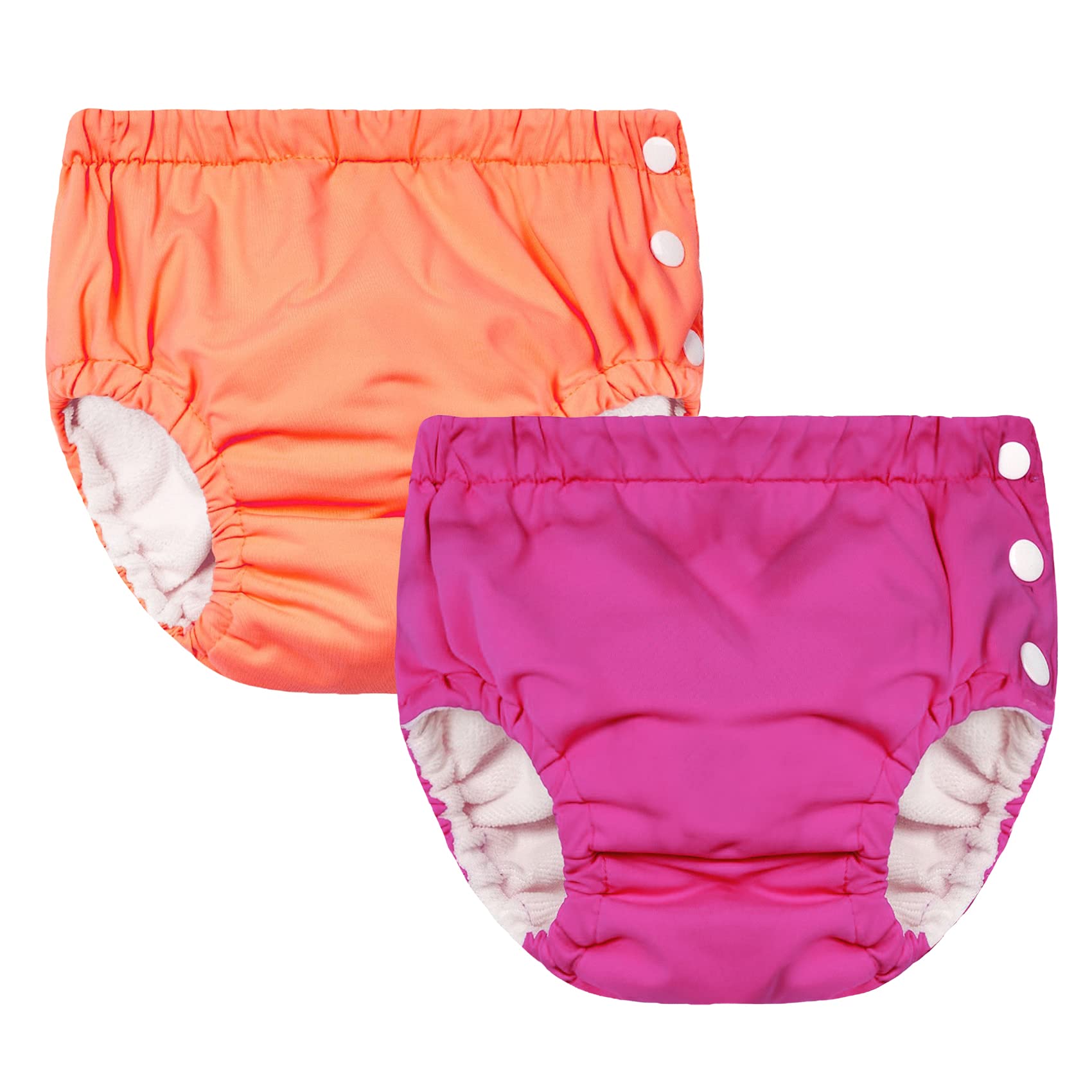 Durio Reusable Diapers Baby Washable Baby Swim Diapers Unisex Infant Swim Diaper Waterproof Baby Swimming Diaper Rose Orange 6-1