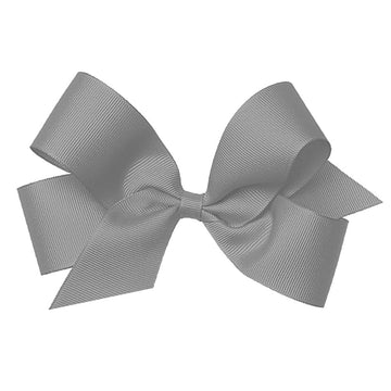 Wee Ones Girls' Classic Grosgrain Hair Bows On A Weestay No-Slip Hair Clip, Handmade, Large Sized Bow, Gray