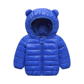 Winter Down Coats For Kids Baby Boys Girls Light Puffer Padded Jacket Bear Hoods Infant Outerwear Blue