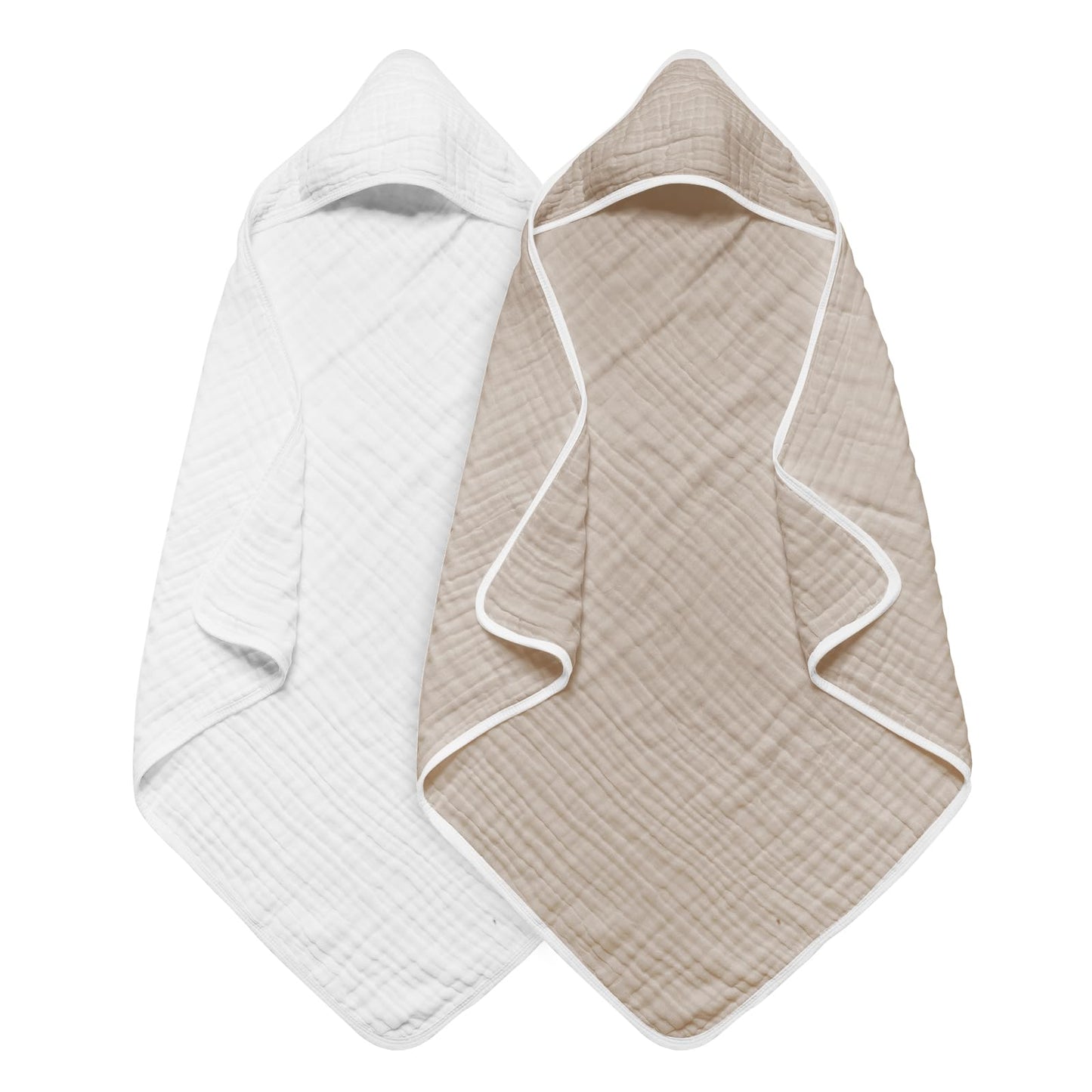 Arnzion Baby Hooded Towels For Babies And Toddlers, Muslin Baby Bath Towel Soft And Absorbency For Boys And Girls (Brown And Whi