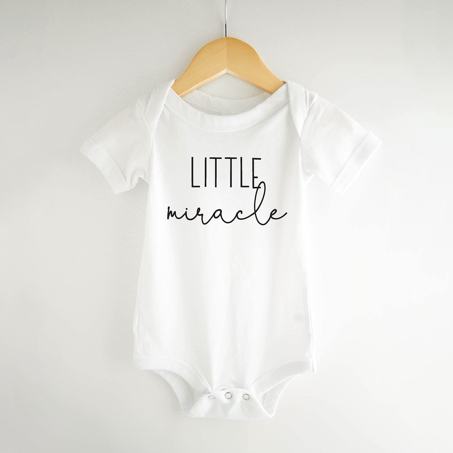 Bump And Beyond Designs Baby-Boys Surprise Pregnancy Announcement Little Miracle Leotard White, 0-3 Months