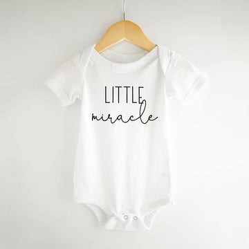 Bump And Beyond Designs Baby-Boys Surprise Pregnancy Announcement Little Miracle Leotard White, 0-3 Months