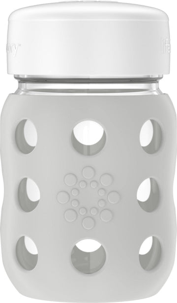 Lifefactory 8-Ounce Wide Neck Glass Baby Bottle With Protective Silicone Sleeve And Stage 2 Nipple, Stone Grey (Lg2211Wcg4)