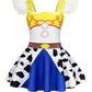 Jurebecia Girls Toddler Jessie Costume Little Girls Jessie Dress Up Halloween Costume Ruffle Sleeve Size 3T