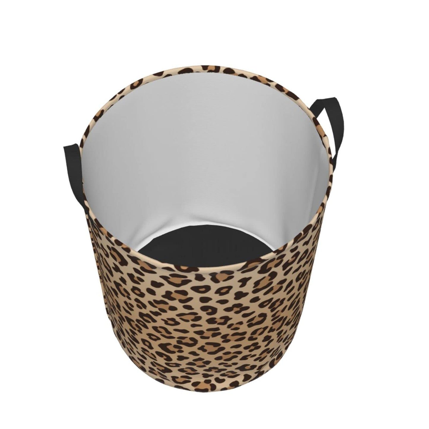 Gbuzozie Leopard Print Round Laundry Hamper Animal Skin Texture Storage Basket Toys Clothes Organizer Bin For Home Bathroom Bedr