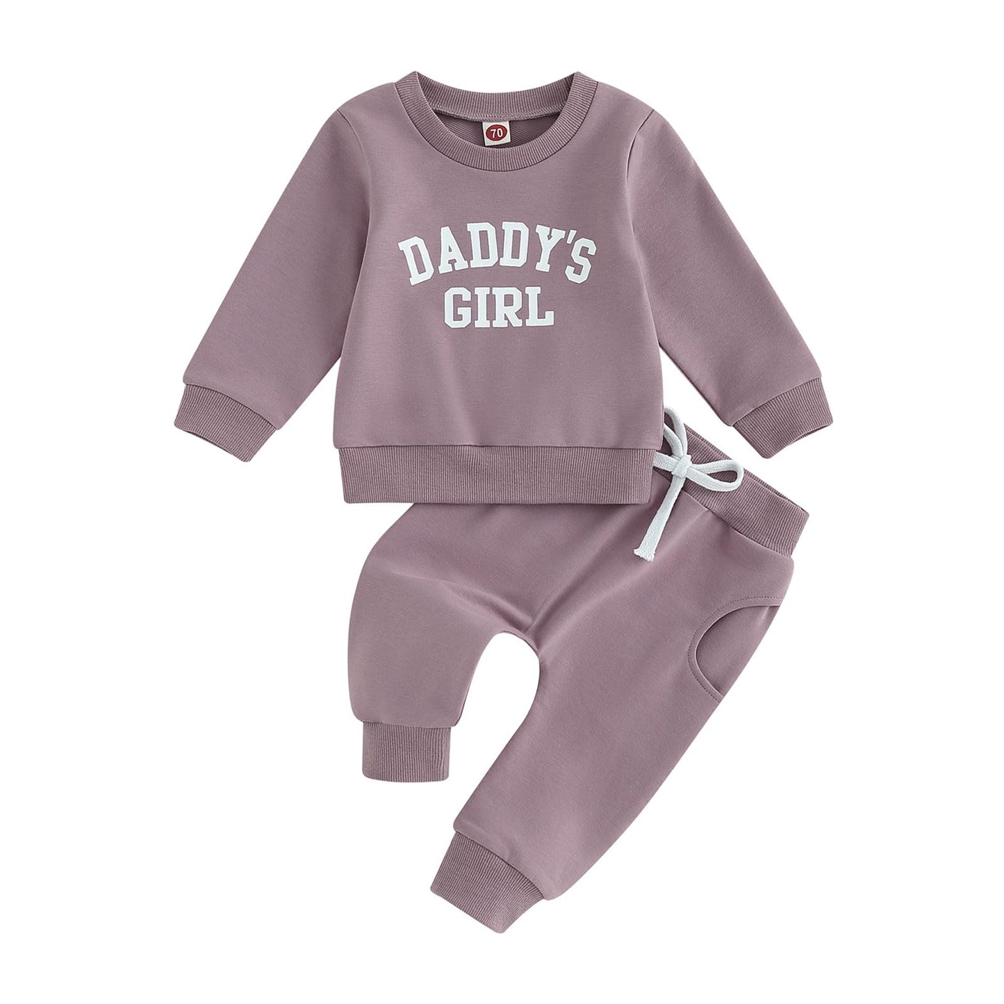 Baby Girl Clothes Daddy Mama Saying Outfits Long Sleeve Fall Winter Infant Toddler Sweatshirt Top Pants Set (Purple, 2-3 Years)