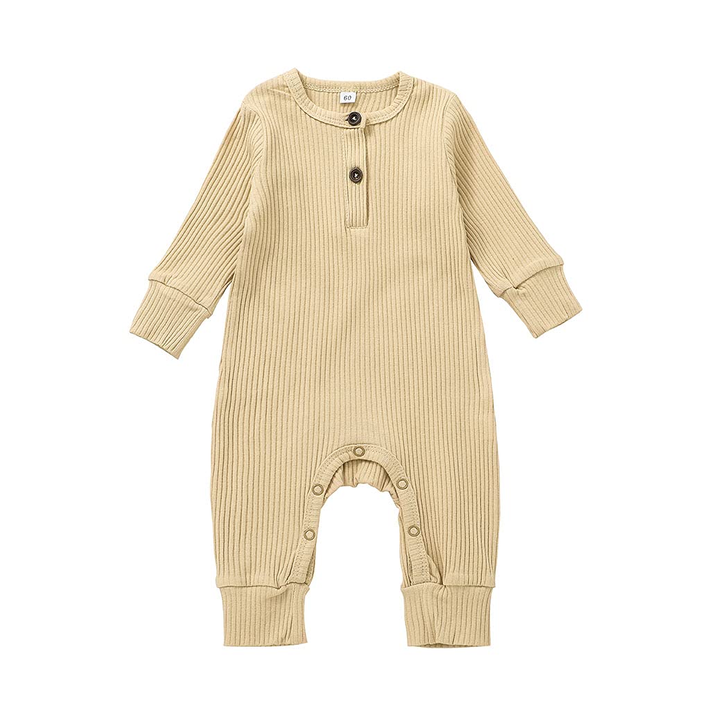 Iddolaka Newborn Baby Boy Girl Long Sleeve Romper Jumpsuit Bodysuit One Piece Coverall Outfit Fall Winter Clothes(F-Long Sleeve