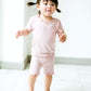 Vaenait Baby Infant Kids Toddler Short Sleeve Sleepwear Pajamas 2Pcs Set Shirring Greypink Js