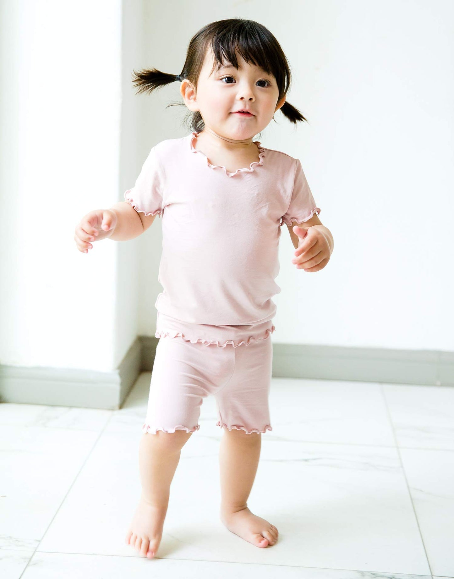 Vaenait Baby Infant Kids Toddler Short Sleeve Sleepwear Pajamas 2Pcs Set Shirring Greypink Js