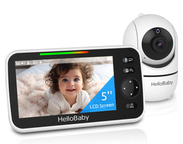 Hellobaby Upgrade Baby Monitor, 5'' Screen With 30-Hour Battery, Pan-Tilt-Zoom Video Baby Monitor With Camera And Audio No Wifi,