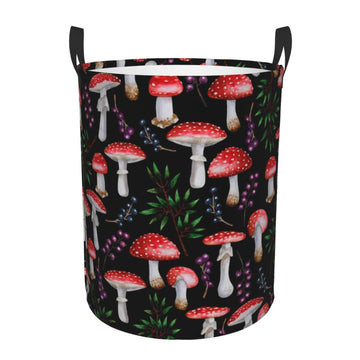 Pevtufa Red Mushrooms Foldable Laundry Basket Organizer,Fabric Clothes Toy Storage Basket Nursery Hamper Storage Bin For Househo