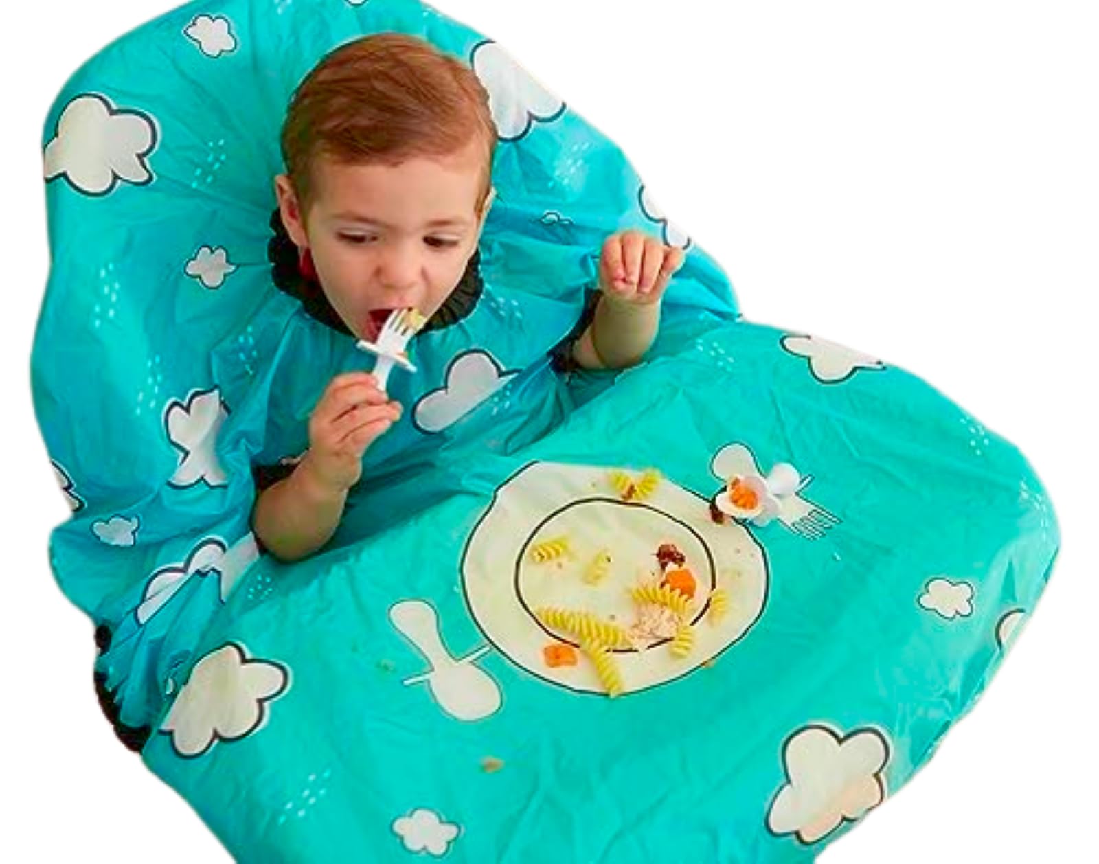 Grabease Allover Waterproof Bib For Self-Feeding Infants And Toddlers, Machine Washable, Ages 6-24 Months, Teal