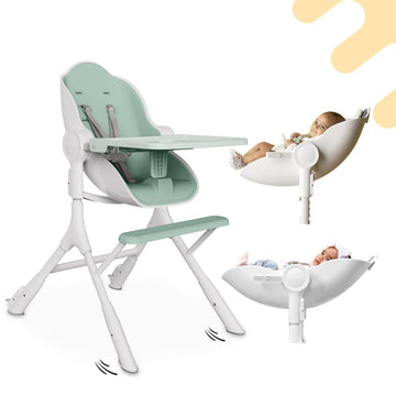Oribel Cocoon Z High Chair & Baby Lounger | Perfect High Chair For Toddlers/Newborns | Glides Easily On All Surfaces | Secure Lo