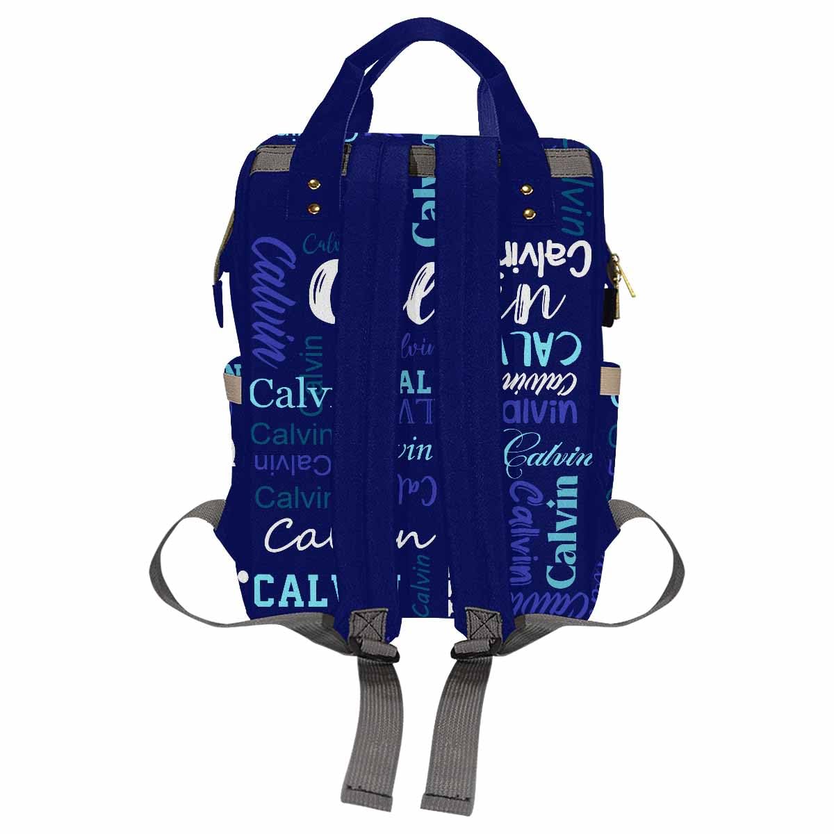 Custom Diaper Bag, Dark Blue Logo Name Diaper Backpack Personalized Mummy Nursing Baby Bags Fashion Shoulders Bag Casual Daypack