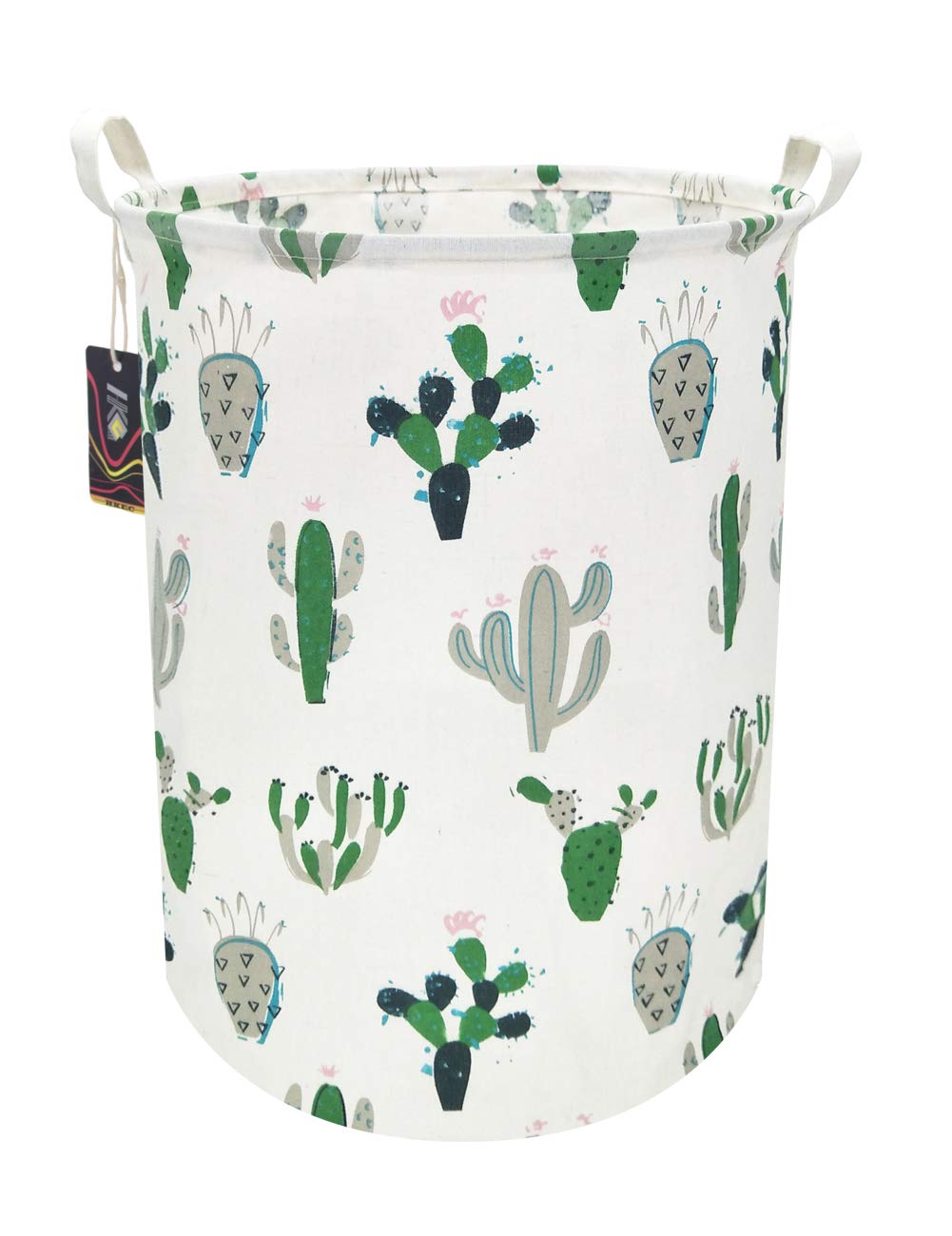 Hkec Green Cactus Laundry Basket,Baby Clothes Hamper For Nursery,Kids Toys Storage Bin,Waterproof Canvas Organizer Basket For Be