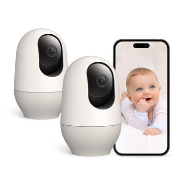 nooie Baby Monitor with Camera 2 Pack,WiFi Baby Monitor Camera,360-degree1080P,Smart Baby Camera with Motion Tracking,Night Visi