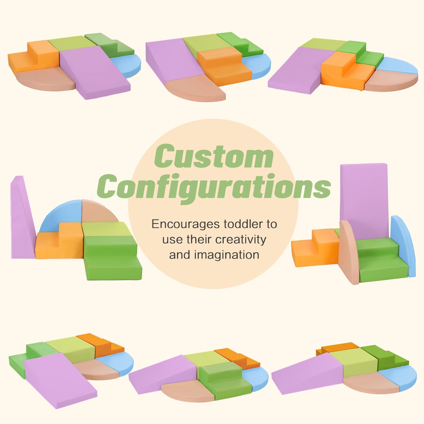 Todiby 6-Piece Foam Climbing Blocks For Toddlers: Baby Foam Climbing Gym Pu Leather Colorful Indoor Toy Building Blocks