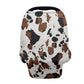 LedBack Brown Cow Print Stretchy Car Seat Cover for Babies, Breathable Breastfeeding Cover, Soft Lightweight Baby Carseat Canopy