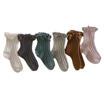 Ashmyova Baby Girls Vintage Ankel Lace Socks Toddler Ruffles Casual Dress Socks 6 Pack Size 6-24Months