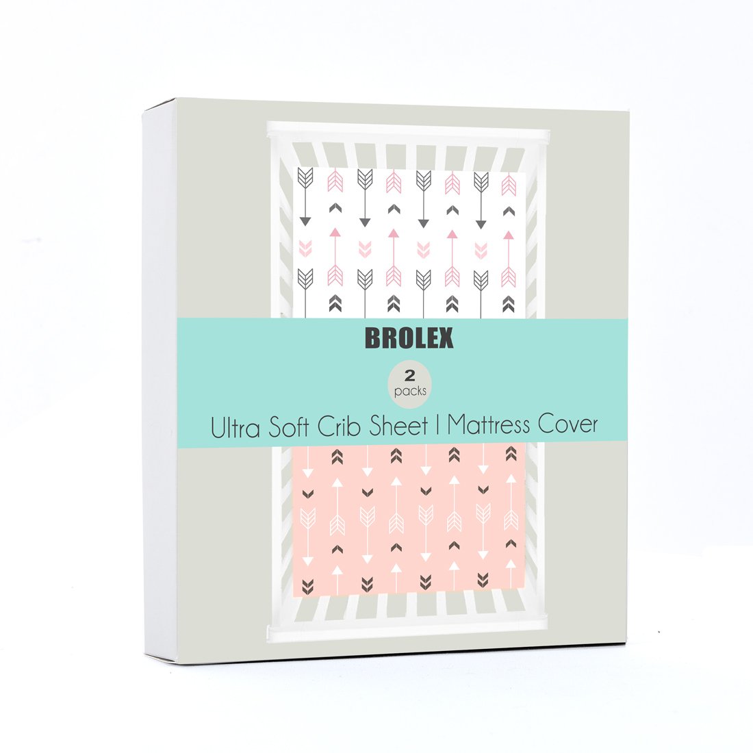 Stretchy Fitted Crib Sheets Set Brolex 2 Pack Portable Crib Mattress Topper For Baby Girls Boys,Ultra Soft Jersey,Full Standard,