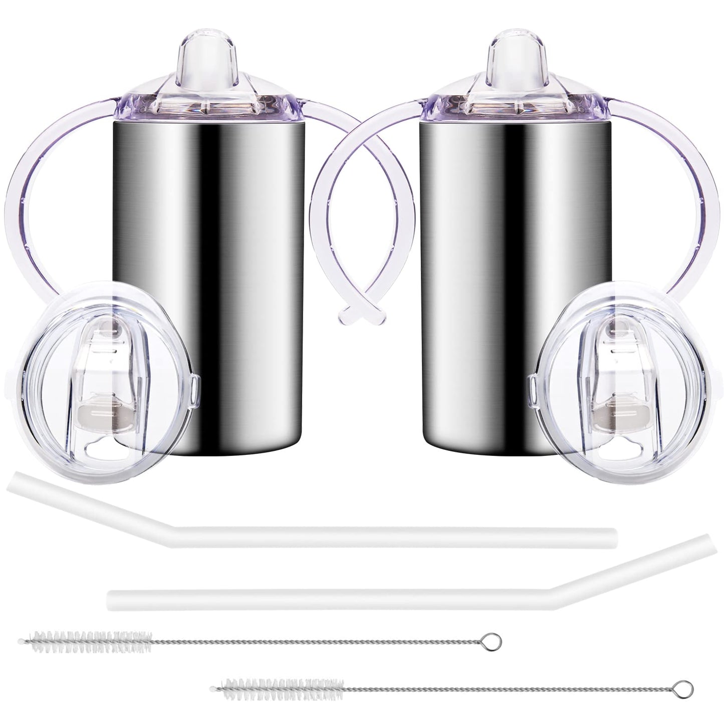 Vermida 12Oz Stainless Steel Sippy Cups (2 Pack), Double Wall Insulated Kids Travel Mug With Handles, Spill Proof Vacuum Tumbler