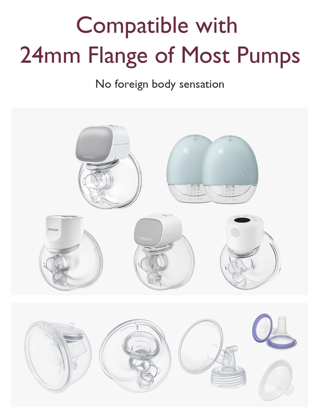 Momcozy Flange Insert 21Mm Compatible With 24Mm Flange/Shield Of Most Pumps, Insert For Breast Pump Replacement Accessories, 4Pc