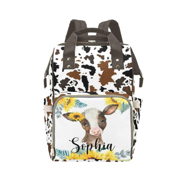 Custom Diaper Bag Backpack for Women, Personalized Name Nursing Mommy Daypack, Diaper Bag for Girls Boys, New Mom Gifts (Sunflow