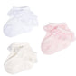 Epeius 3 Pair Pack Newborn BabyGirls Eyelet Frilly Lace Socks Princess Ankle Socks White/Pink/Off White 03 Months