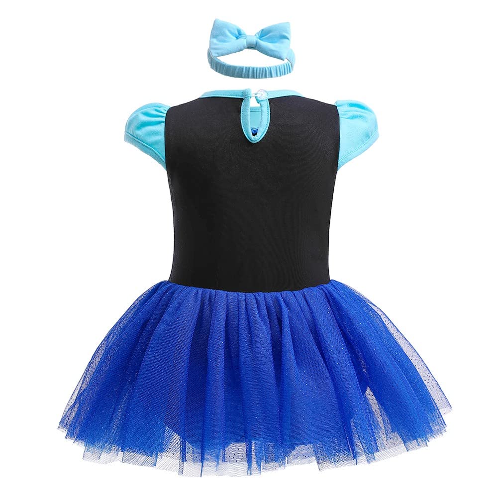 Hihcbf Baby Girls Anna Princess Halloween Costume Christmas Birthday Bodysuit Romper Tutu Dress W/Headband Royal Blue