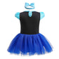 Hoizosg Anna Princess Costume For Baby Girls Halloween Outifts Birthday Bodysuit Romper Tutu Dress W/Headband Blue 95