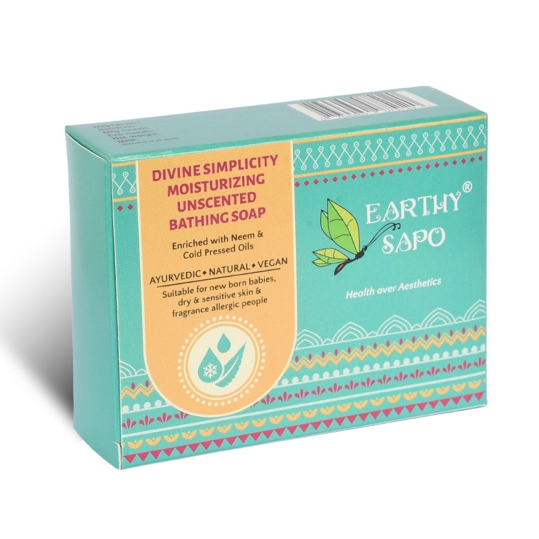 Earthy Sapo Handmade Divine Simplicity Unscented Moisturizing Bathing Soap, 100G, Pack Of 1 | Natural Neem Soap For Gentle Clean