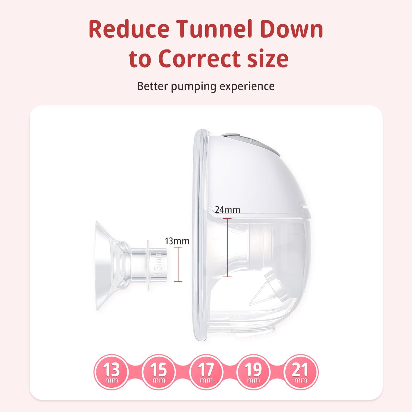 Electric Breast Pump Flange Inserts 13 Mm 8Pcs For 24 Mm Shields Flange/Shield Of Most Pumps, Bpa Free Inserts,Hands-Freebreast