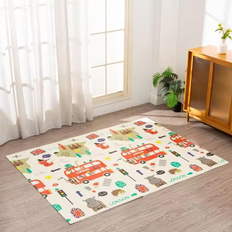 Easy Shope Rgkjas Folding Foam Crawl Waterproof Portable Play Mat For Kids Baby Toddler Outdoor Or Indoor Use Non Toxic (Multico