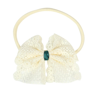 Koolgil Baby Girl'S Elegant Lace Bow Knot Headband Children'S Rhinestone Pearl Lace Headband For Birthday Party Photography (Bei