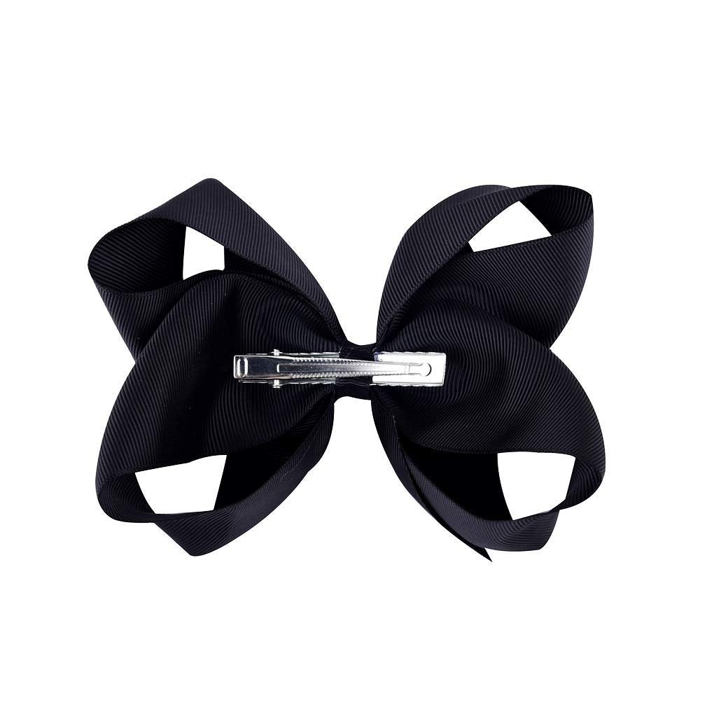 Deeka 2 Pcs 6' Big Hand-Made Grosgrain Ribbon Solid Color Hair Bows Alligator Clips Hair Accessories For Little Teen Toddler Gi