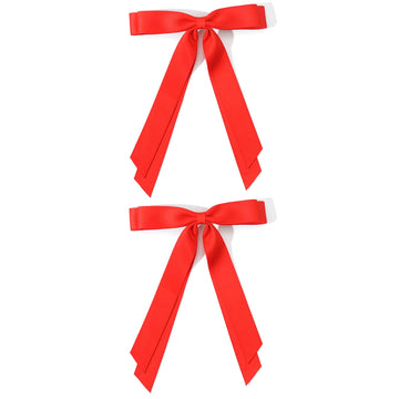 C  LLOT Double Layer Long tail Hair Bows Red Ribbon Hair Clips for Girls Toddlers Teens Kids
