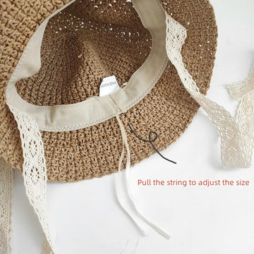 Little Girls Floppy Foldable Packable Wide Brim Summer Sun Hats Beach Straw Hat Baby Photography Straw Hats Khaki