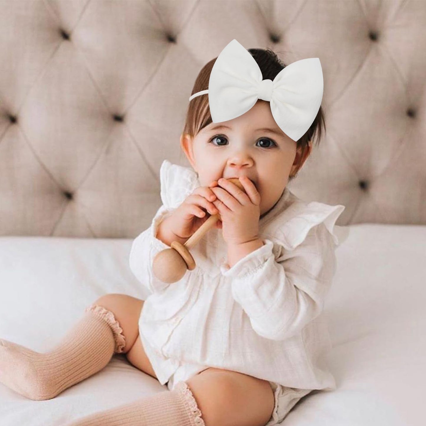 Yanjie Baby Girls Nylon Headbands Newborn Bows Handmade Hair Bows Hairbands Hair Accessories For Newborn Infant Toddlers Kids (4