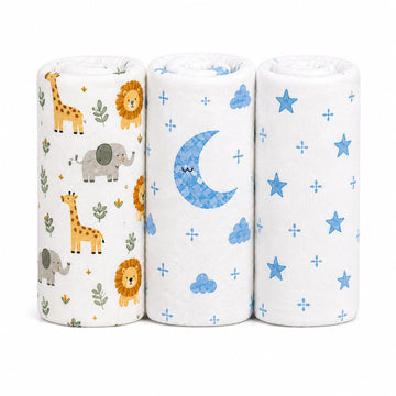 VIORAA BABY Blue Moon Muslin Swaddle Blanket for New Born Baby (Multicolor)