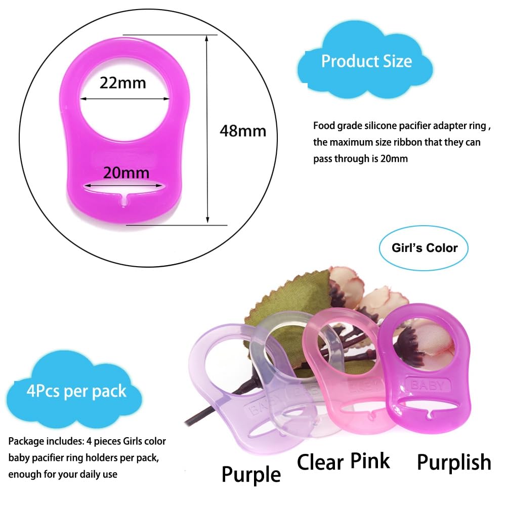 4Pcs Pacifier Adapter Rings Silicone Rings For Pacifier Clip Button Soother Dummy Pacifiers Holder Newborn Gift Safe For Baby (G