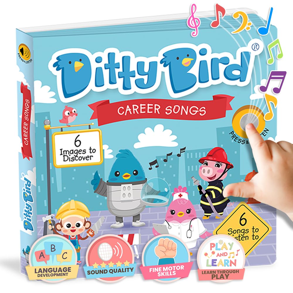 DITTY BIRD Musical Books for Toddlers | Fun Childrens Nursery Rhyme Book | The Firefighter Book with Sound | Interactive Toddle