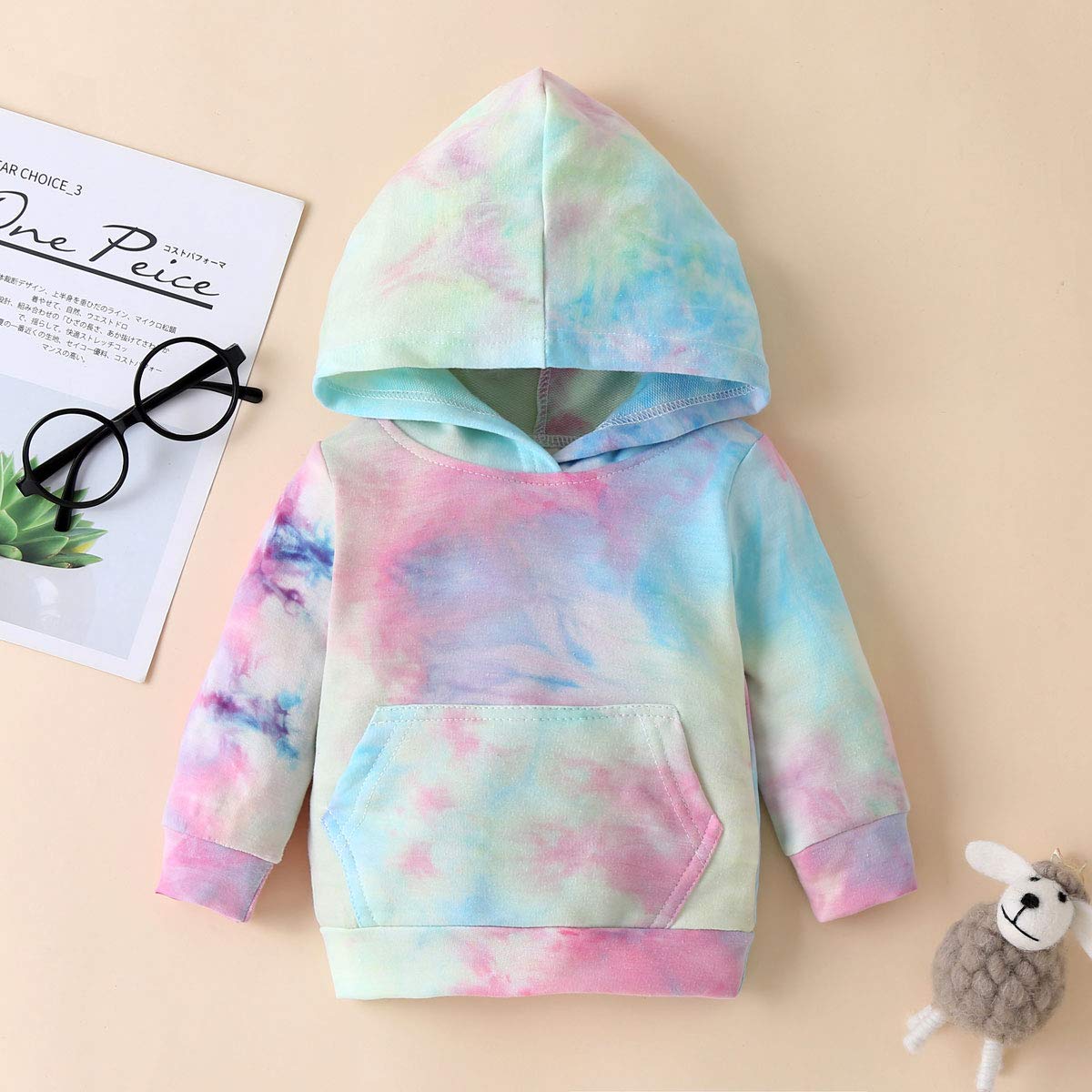 Newborn Infant Baby Girls Sweatshirts Tie Dye Sweatsuit Hoodies Tops Pants 2Pc Tracksuit Fall Winter Clothes Set (Green, 18-24 M