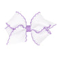 Wee Ones Girls' Classic Grosgrain Moonstitch Hair Bow On A Weestay No-Slip Hair Clip, Small, White W/Light Orchid