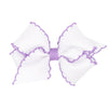 Wee Ones Girls' Classic Grosgrain Moonstitch Hair Bow On A Weestay No-Slip Hair Clip, Small, White W/Light Orchid