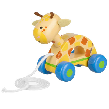 Orange Tree Toys: Pull Along: Giraffe - Wooden Toy, Colorful Wheeled Character, Push-Pull, Encourage First Steps, FSC Certified,