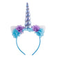 Hihcbf Girls Unicorn Birthday Princess Long Sleeve Wedding Pageant Party Maxi Dress Halloween Carnival Costume W/Headband Blue 1
