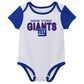 Outerstuff Nfl Newborn Baby And Infant Short Sleeve Bodysuit Variety 3-Pack - New York Giants, 3-6M